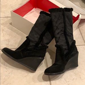 All Black Coach Jordana Wedge boots Sz 7 ❤️❤️